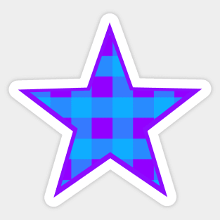 Blue and Purple Buffalo Plaid Star Sticker